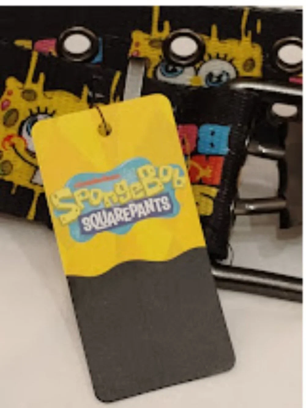 SpongeBob SquarePants 2-Prong Belt Black Graphic Adjustable Up to 42